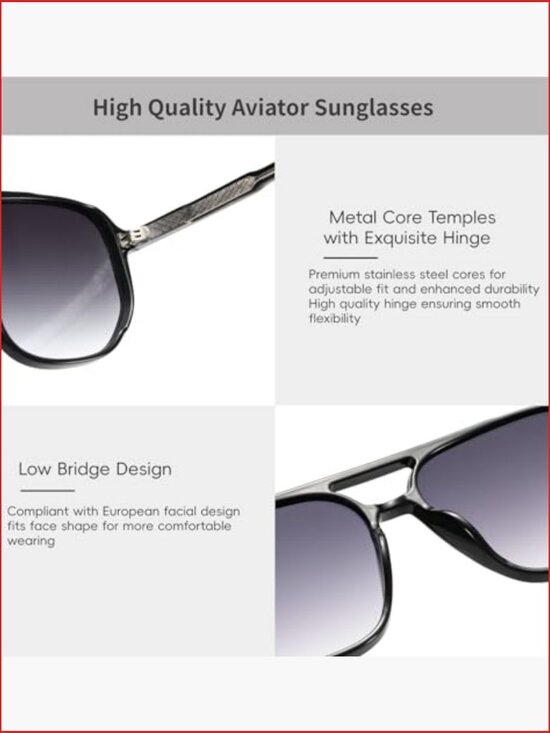 Retro Aviator Sunglasses TR90 Frame UV400 Protection Unisex main image 6